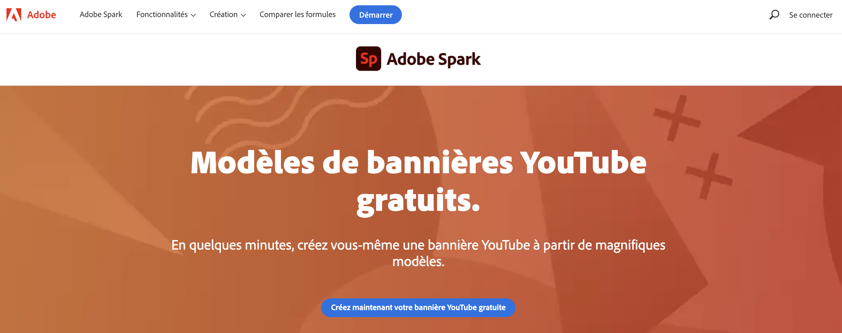 Adobe Spark créateur de bannière youtube