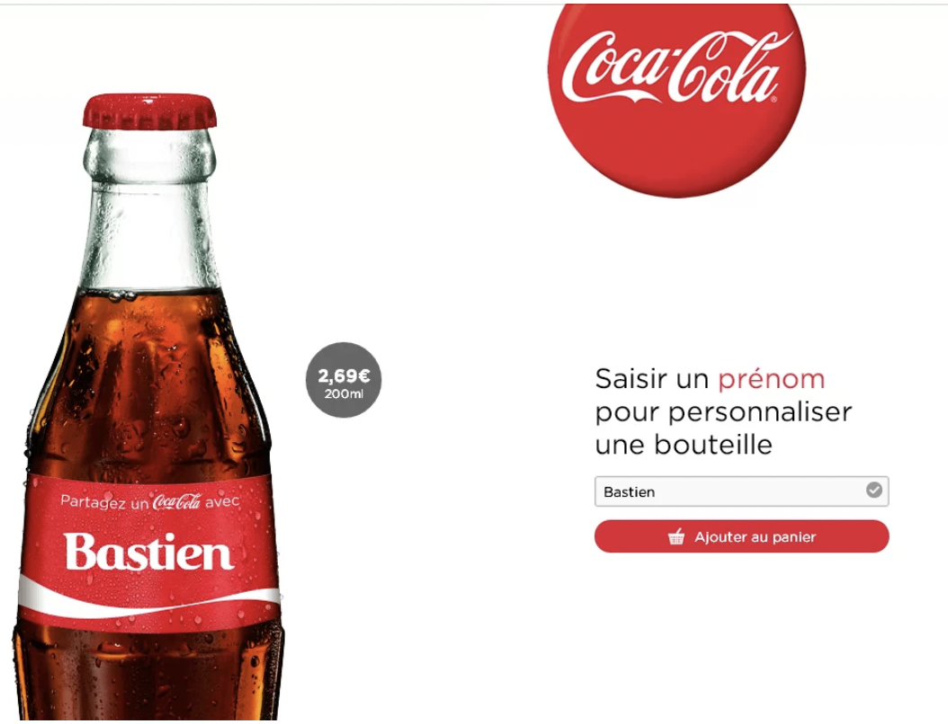 exemple de marketing personnalisé coca cola